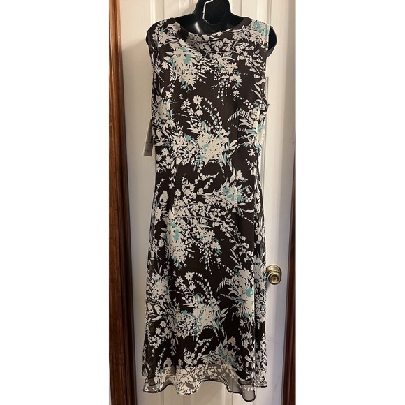 JBS WOMEN BROWN & WHITE DRESS SLEEVELESS SIZE 16  NWT - Picture 3 of 6